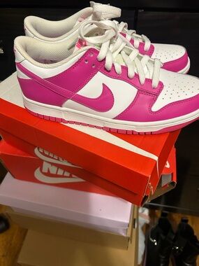 Nike Dunk Low White and Hot Pink